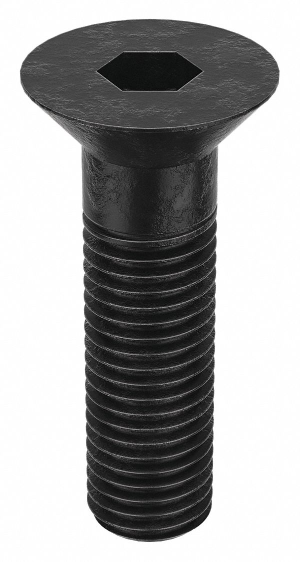 Socket Flat Head Screw: 3/4"-10 Thread Size, 2 1/2 in Lg, Flat, Black Oxide, Alloy Steel, 5 PK