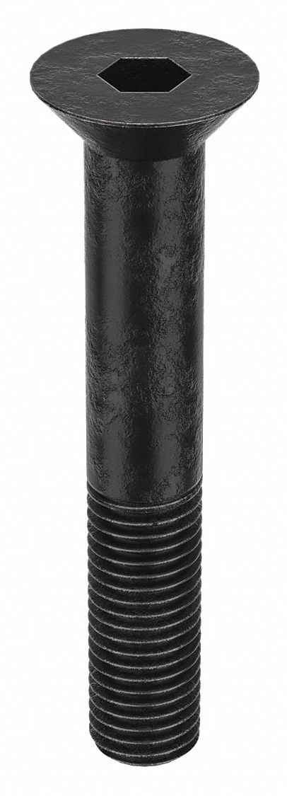 Socket Flat Head Screw: 3/4"-10 Thread Size, 4 1/2 in Lg, Flat, Black Oxide, Alloy Steel, 5 PK