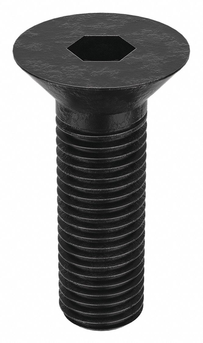 Socket Flat Head Screw: 7/8"-9 Thread Size, 2 1/2 in Lg, Flat, Black Oxide, Alloy Steel, 5 PK