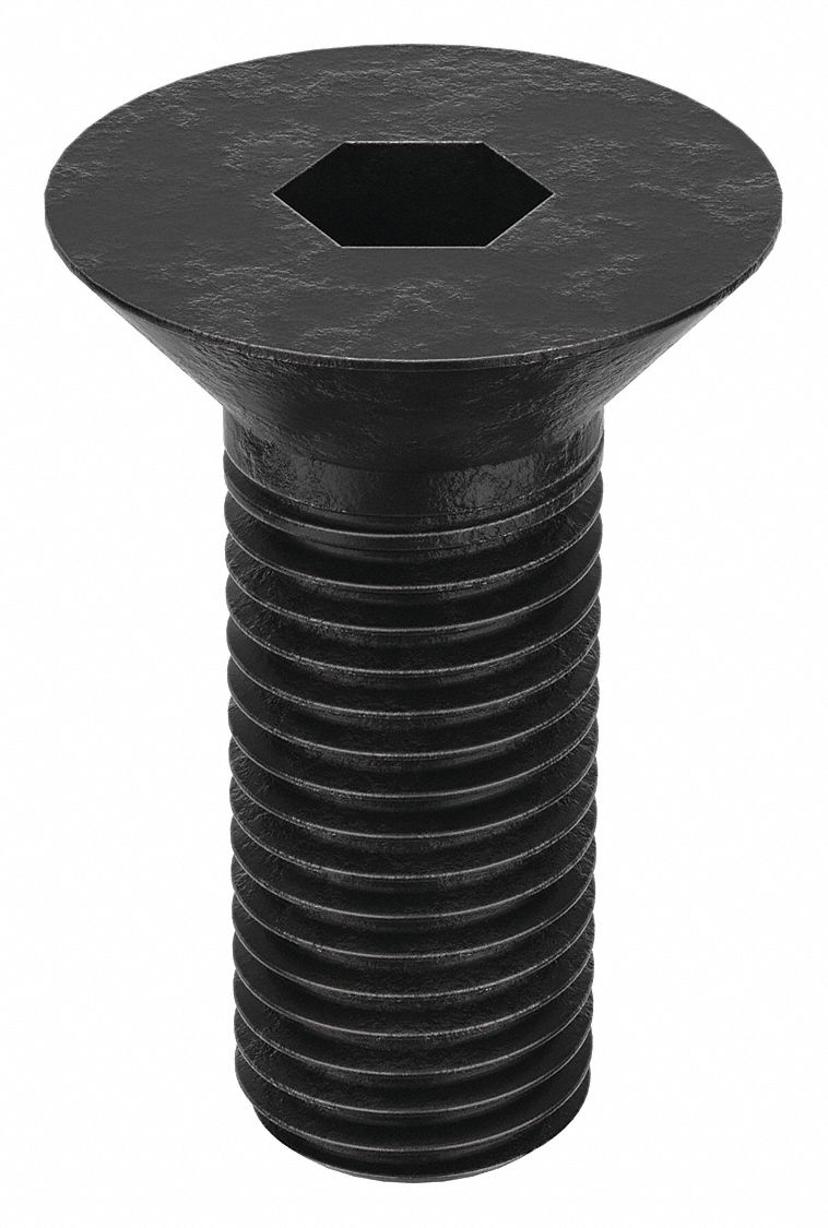 Socket Flat Head Screw: 1"-8 Thread Size, 2 1/4 in Lg, Flat, Black Oxide, Alloy Steel, 5 PK