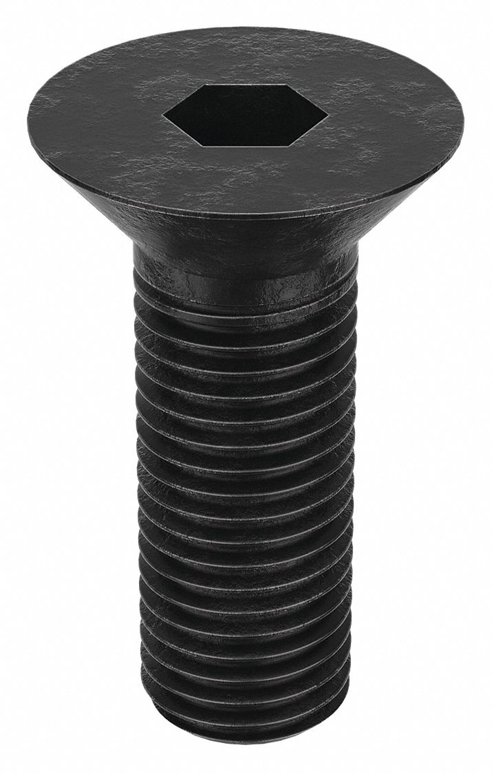 Socket Flat Head Screw: 1"-8 Thread Size, 2 1/2 in Lg, Flat, Black Oxide, Alloy Steel, 5 PK