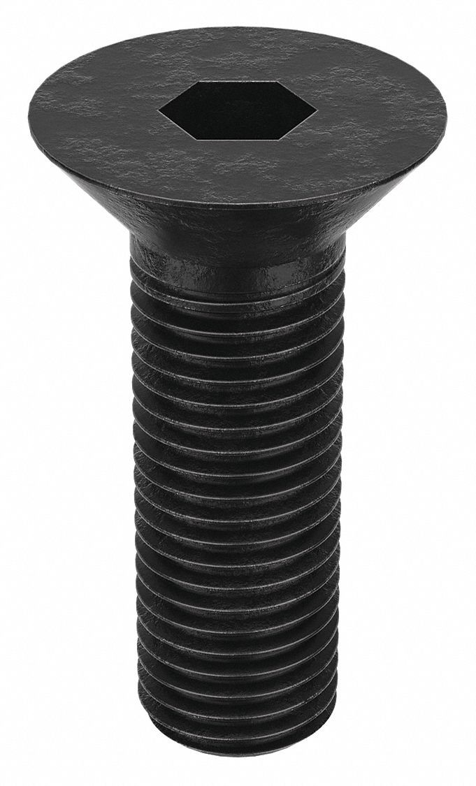Socket Flat Head Screw: 1"-8 Thread Size, 2 3/4 in Lg, Flat, Black Oxide, Alloy Steel, 5 PK