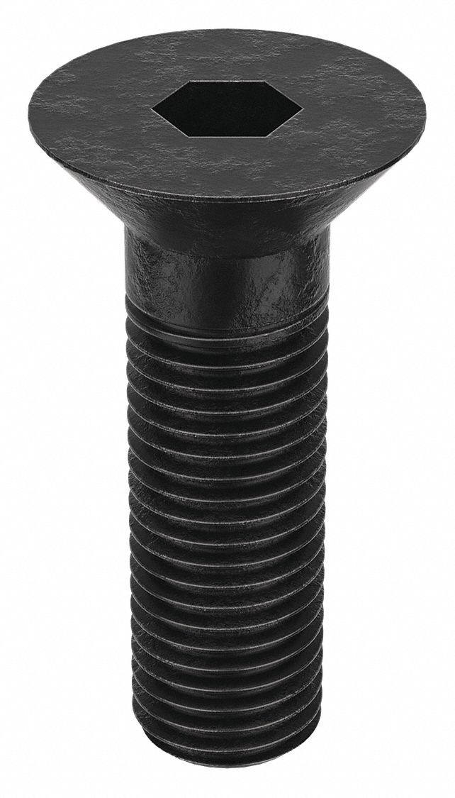 Socket Flat Head Screw: 1"-8 Thread Size, 3 in Lg, Flat, Black Oxide, Alloy Steel, 5 PK