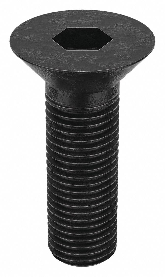 Socket Flat Head Screw: 1 1/4"-7 Thread Size, 3 1/2 in Lg, Flat, Black Oxide, Alloy Steel