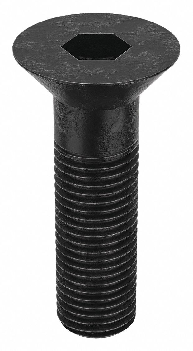 Socket Flat Head Screw: 1 1/4"-7 Thread Size, 4 in Lg, Flat, Black Oxide, Alloy Steel, 7/8 in Drive