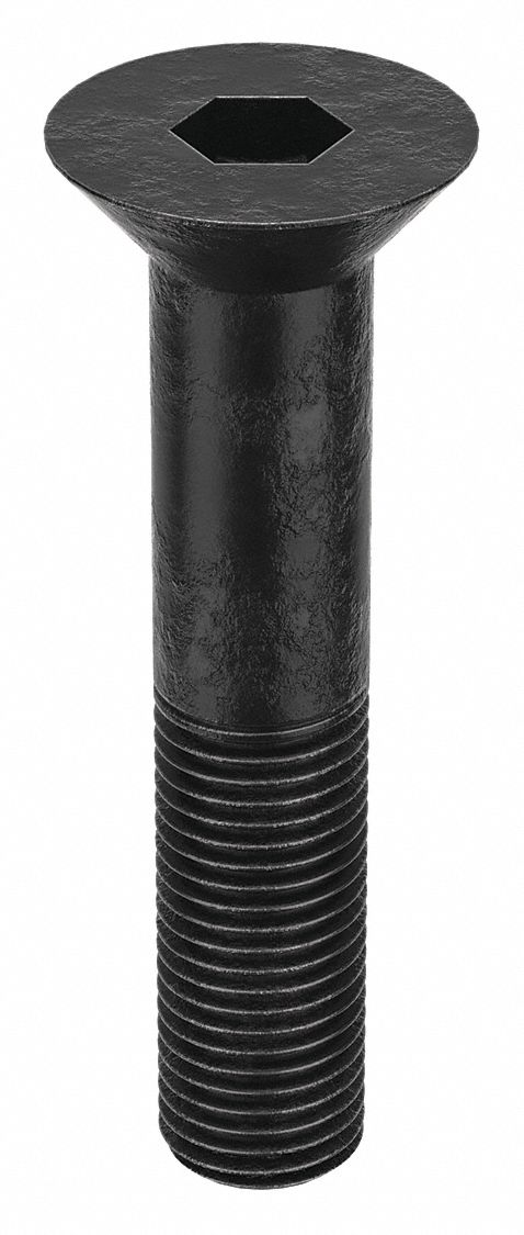 Socket Flat Head Screw: 1 1/4"-7 Thread Size, 6 in Lg, Flat, Black Oxide, Alloy Steel, 7/8 in Drive