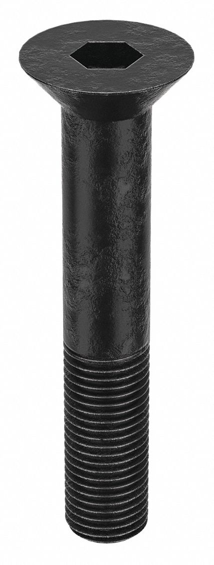 Socket Flat Head Screw: 1 1/4"-7 Thread Size, 7 in Lg, Flat, Black Oxide, Alloy Steel, 7/8 in Drive