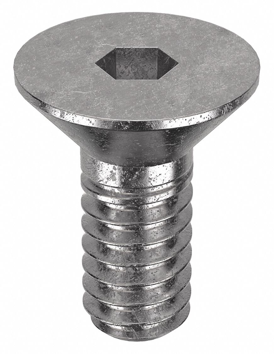 Socket Flat Head Screw: #3-48 Thread Size, 3/16 in Lg, Flat, Plain, Stainless Steel, 18-8, 100 PK