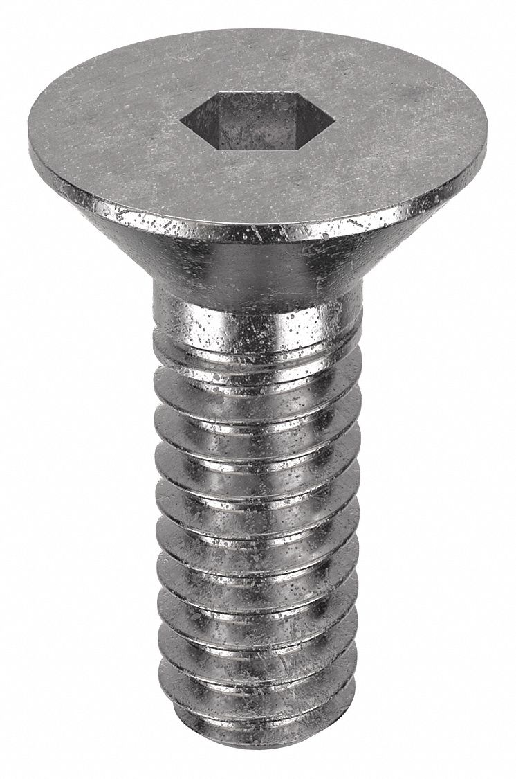 Socket Flat Head Screw: #3-48 Thread Size, 1/4 in Lg, Flat, Plain, Stainless Steel, 18-8, 100 PK