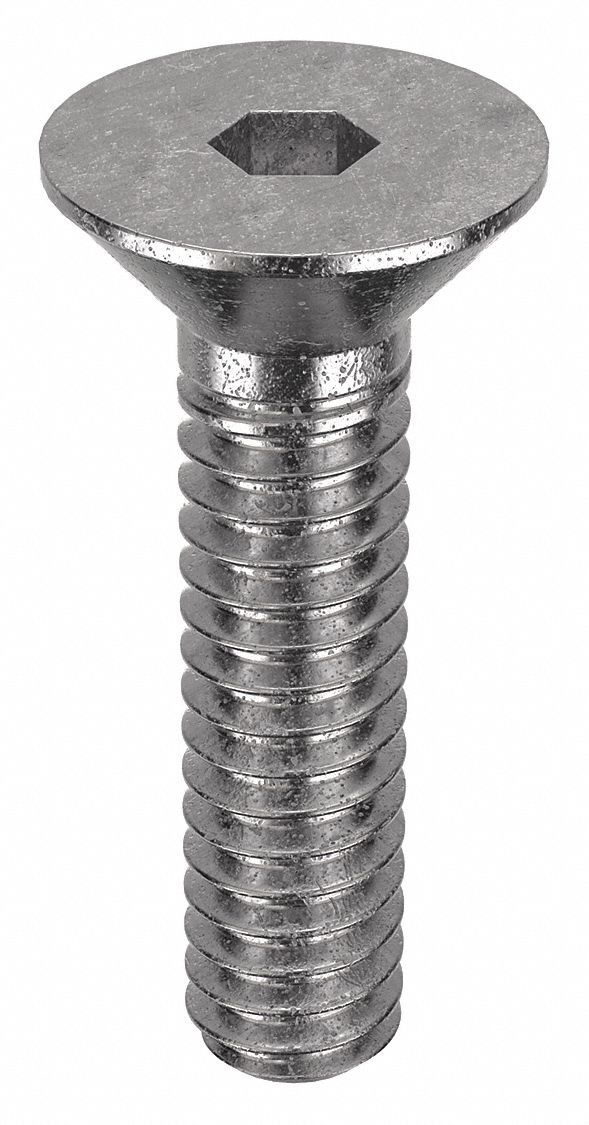 Socket Flat Head Screw: #3-48 Thread Size, 3/8 in Lg, Flat, Plain, Stainless Steel, 18-8, 100 PK