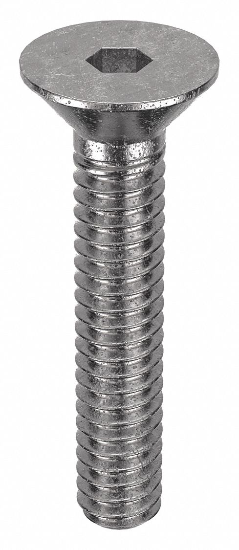 Socket Flat Head Screw: #3-48 Thread Size, 1/2 in Lg, Flat, Plain, Stainless Steel, 18-8, 100 PK