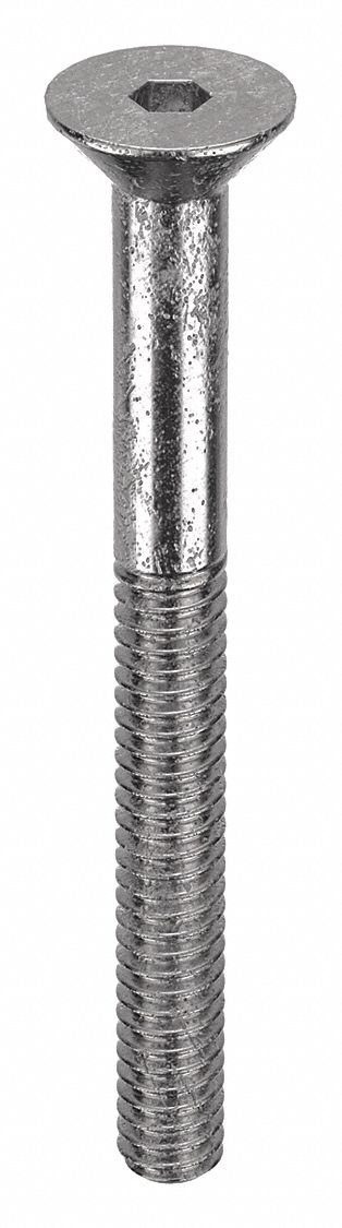 Socket Flat Head Screw: #3-48 Thread Size, 1 in Lg, Flat, Plain, Stainless Steel, 18-8, 100 PK