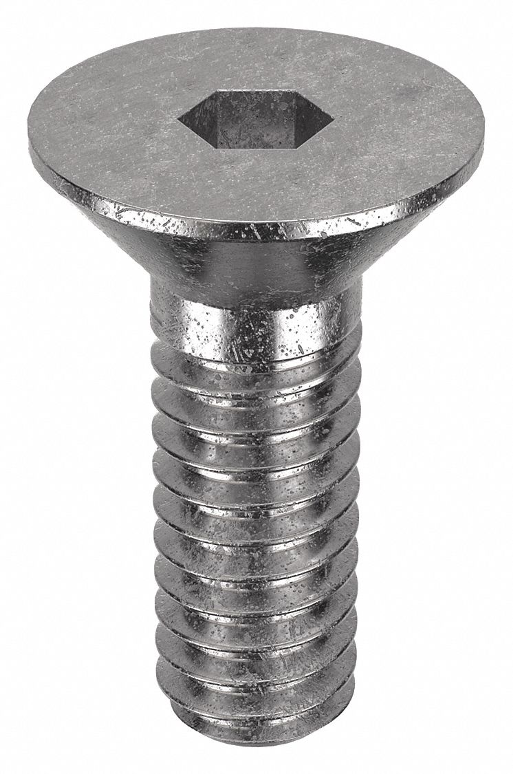 Socket Flat Head Screw: #5-40 Thread Size, 5/16 in Lg, Flat, Plain, Stainless Steel, 18-8, 100 PK