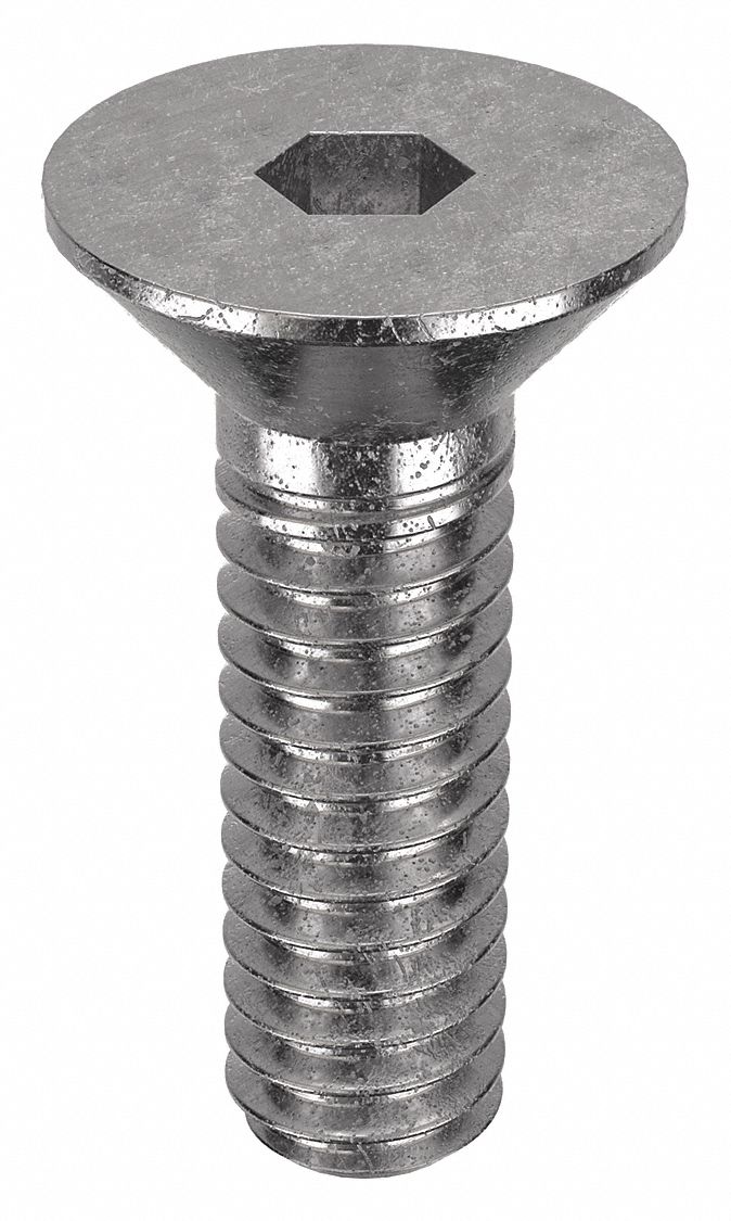 Socket Flat Head Screw: #5-40 Thread Size, 3/8 in Lg, Flat, Plain, Stainless Steel, 18-8, 100 PK