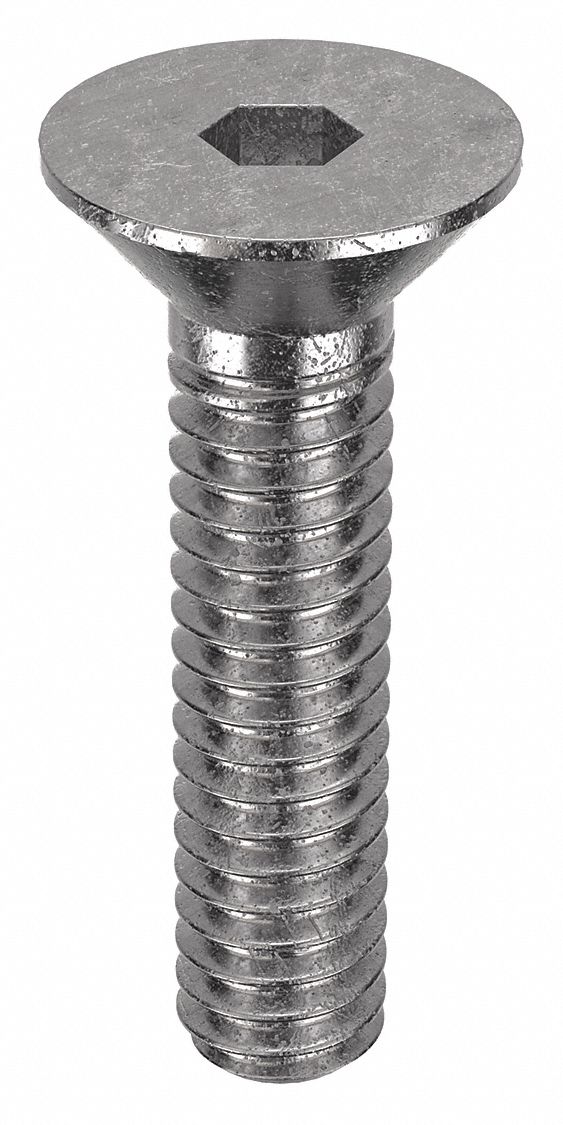 Socket Flat Head Screw: #5-40 Thread Size, 1/2 in Lg, Flat, Plain, Stainless Steel, 18-8, 100 PK