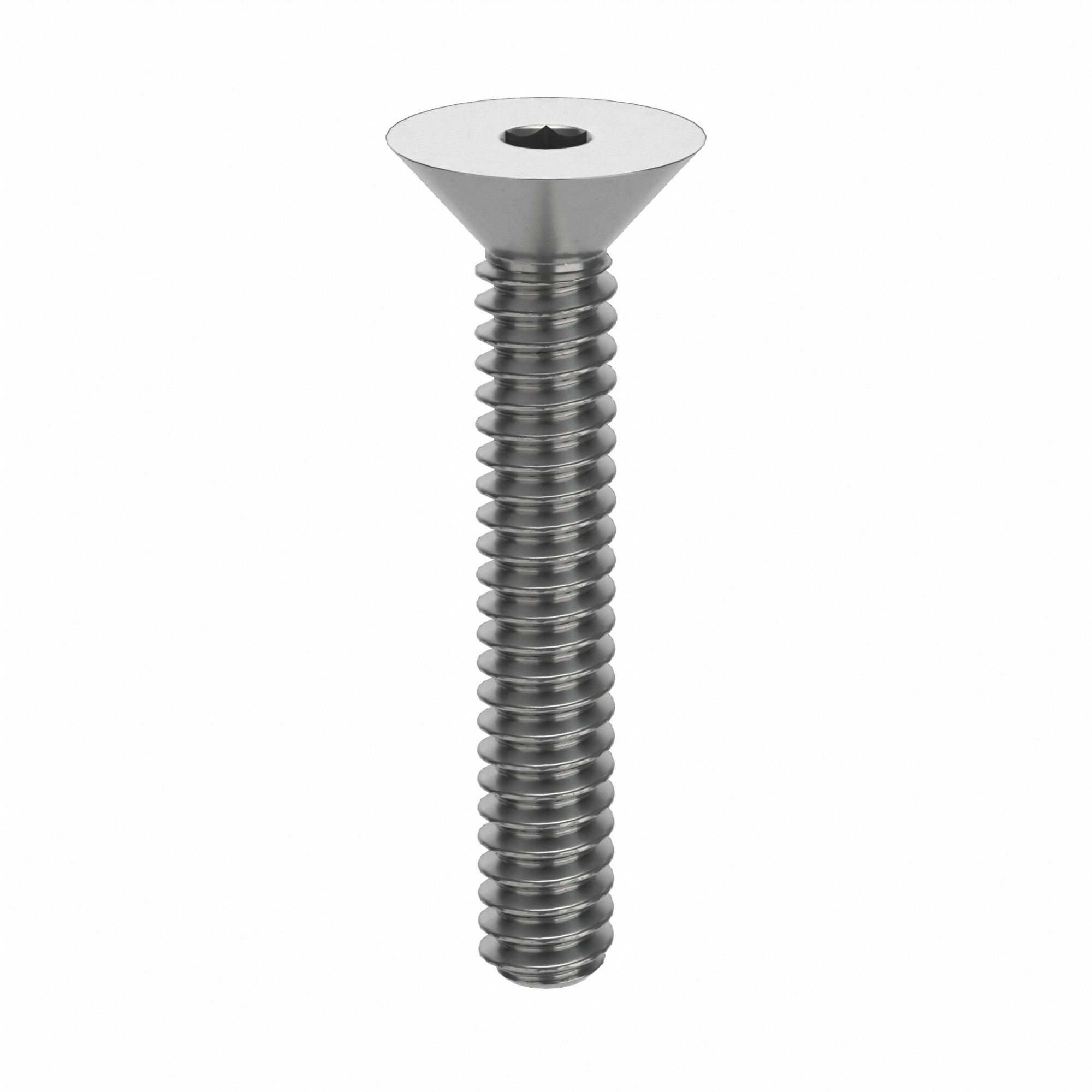Socket Flat Head Screw: #6-32 Thread Size, 7/8 in Lg, Flat, Plain, Stainless Steel, 18-8, 100 PK
