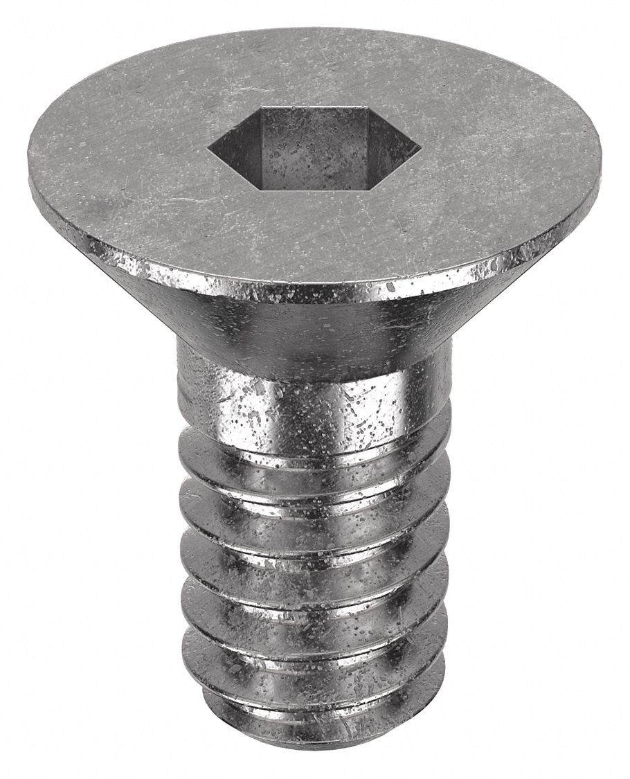 Socket Flat Head Screw: #10-24 Thread Size, 5/16 in Lg, Flat, Plain, Stainless Steel, 18-8, 100 PK