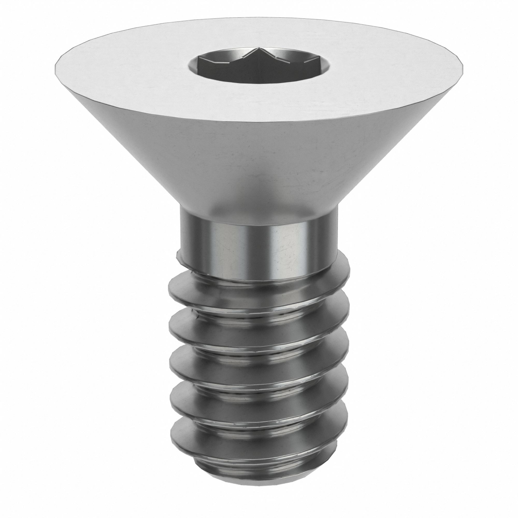 Socket Flat Head Screw: #10-24 Thread Size, 7/16 in Lg, Flat, Plain, Stainless Steel, 18-8, 100 PK