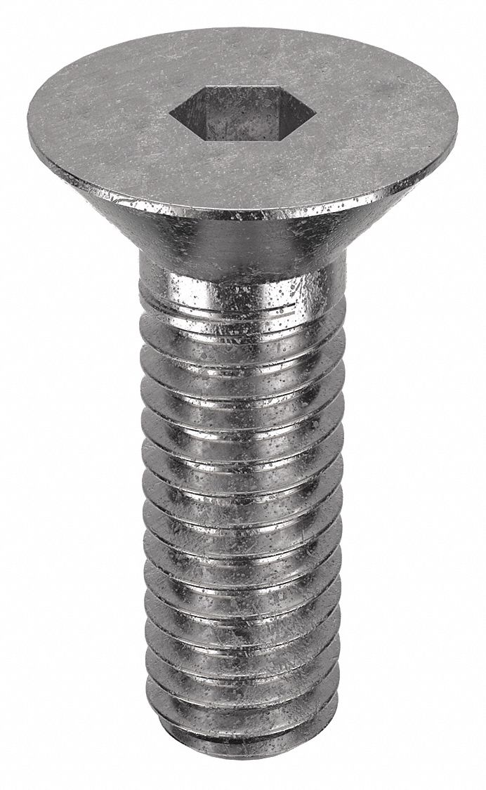Socket Flat Head Screw: 5/16"-18 Thread Size, 7/8 in Lg, Flat, Plain, Stainless Steel, 18-8, 100 PK