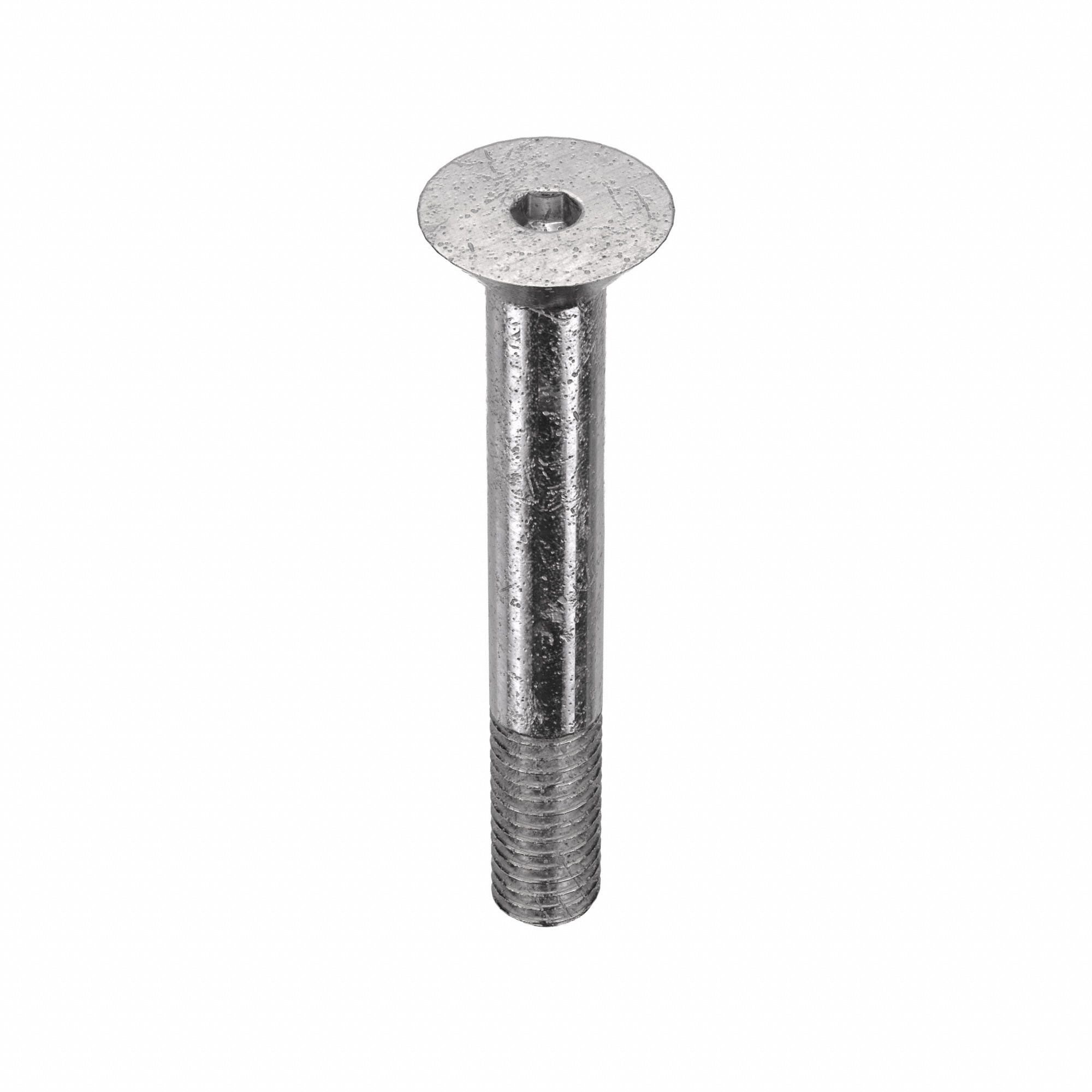 Socket Flat Head Screw: 3/8"-16 Thread Size, 2 1/2 in Lg, Flat, Plain, Stainless Steel, 18-8, 25 PK