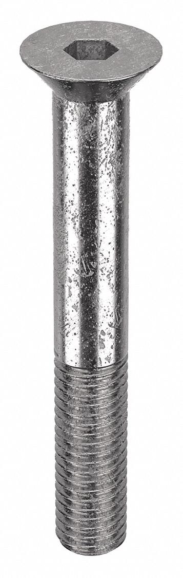 Socket Flat Head Screw: 1/2"-13 Thread Size, 3 1/2 in Lg, Flat, Plain, Stainless Steel, 18-8, 5 PK