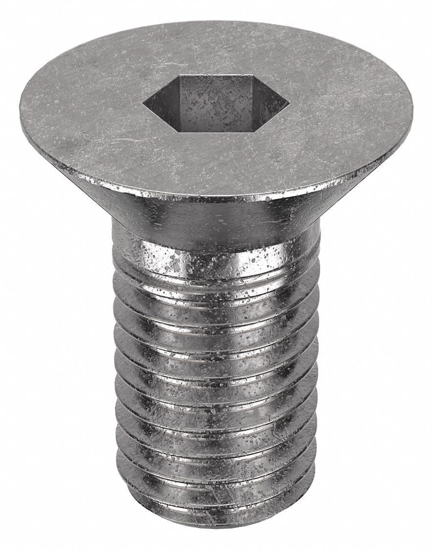 Socket Flat Head Screw: 5/8"-11 Thread Size, 1 in Lg, Flat, Plain, Stainless Steel, 18-8, 10 PK