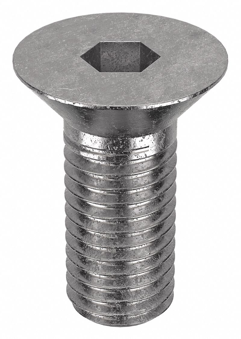 Socket Flat Head Screw: 5/8"-11 Thread Size, 1 1/4 in Lg, Flat, Plain, Stainless Steel, 18-8, 10 PK
