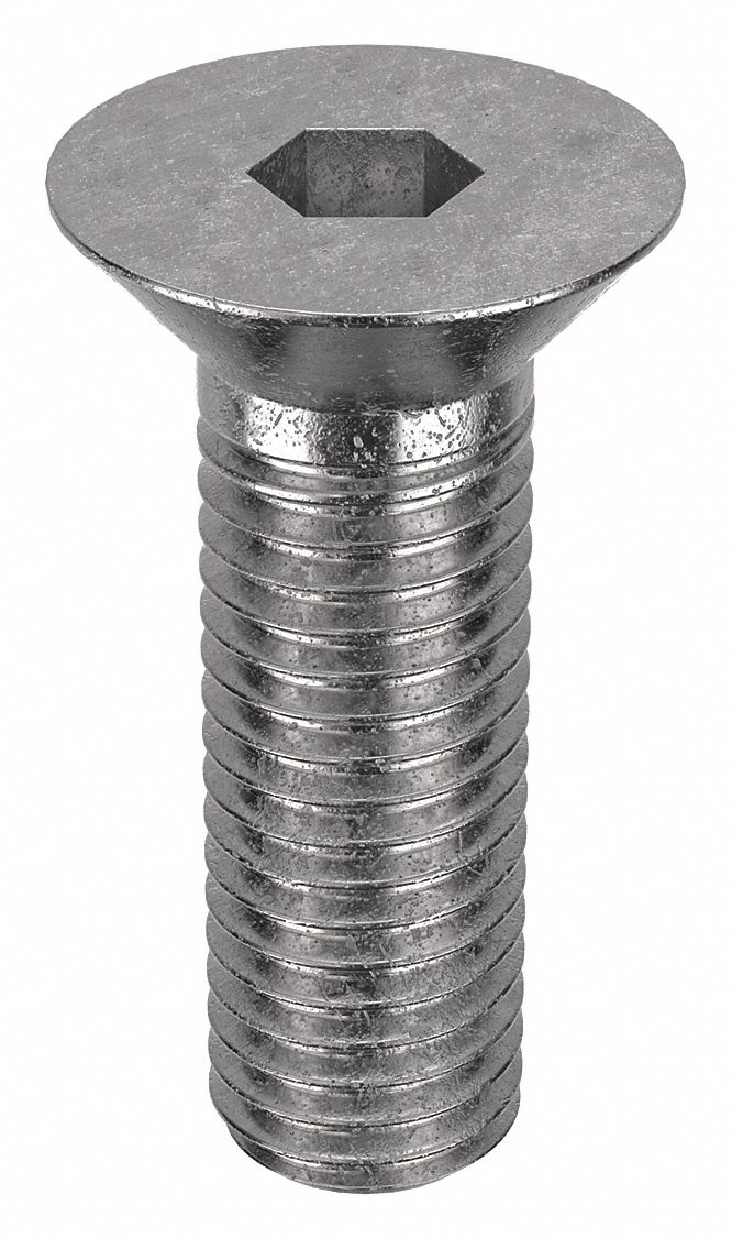 Socket Flat Head Screw: 5/8"-11 Thread Size, 1 3/4 in Lg, Flat, Plain, Stainless Steel, 18-8, 10 PK