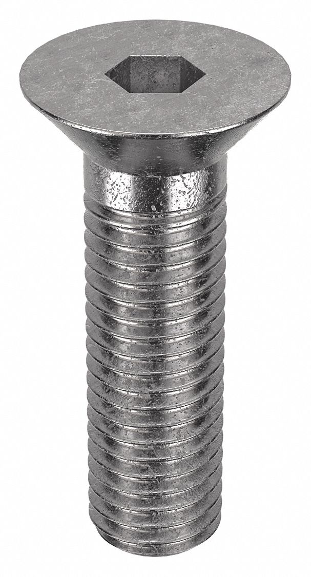 Socket Flat Head Screw: 5/8"-11 Thread Size, 2 in Lg, Flat, Plain, Stainless Steel, 18-8, 5 PK
