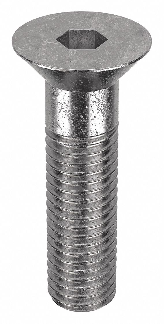 Socket Flat Head Screw: 5/8"-11 Thread Size, 2 1/4 in Lg, Flat, Plain, Stainless Steel, 18-8, 5 PK