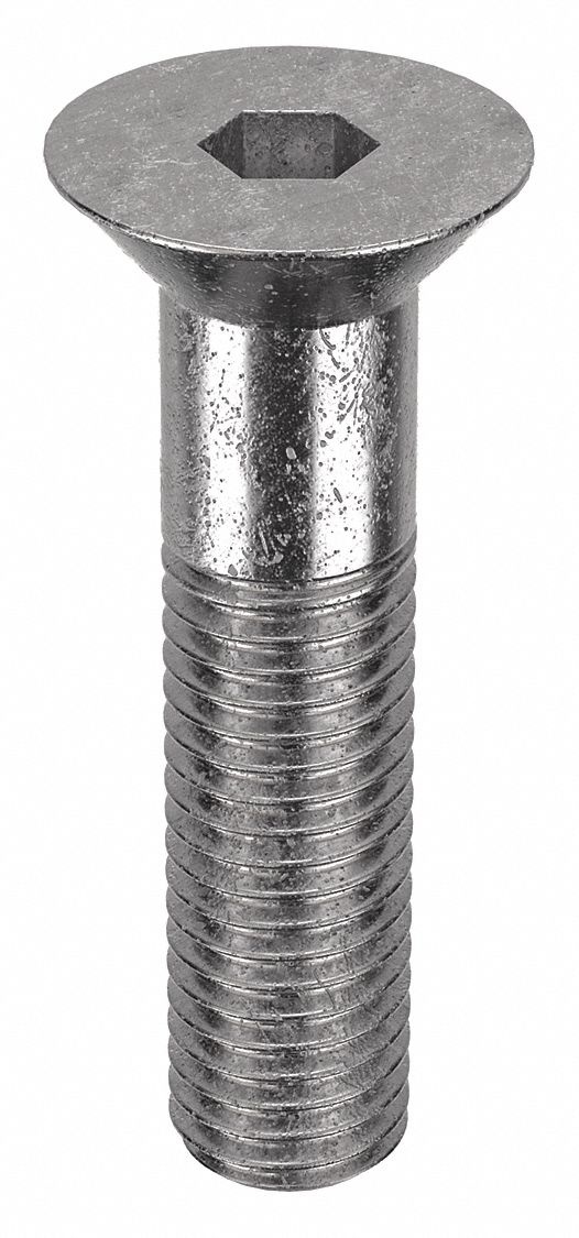 Socket Flat Head Screw: 5/8"-11 Thread Size, 2 1/2 in Lg, Flat, Plain, Stainless Steel, 18-8, 5 PK