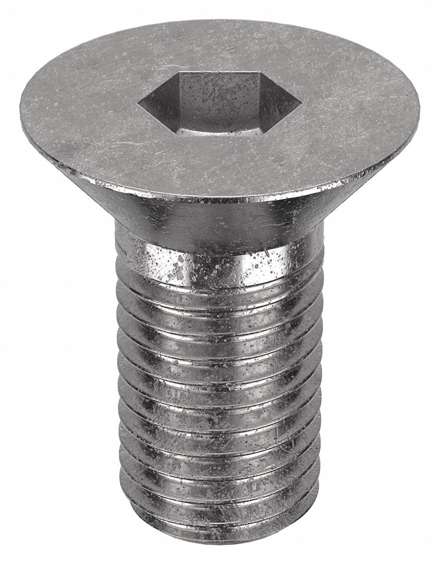Socket Flat Head Screw: 3/4"-10 Thread Size, 1 1/4 in Lg, Flat, Plain, Stainless Steel, 18-8, 5 PK