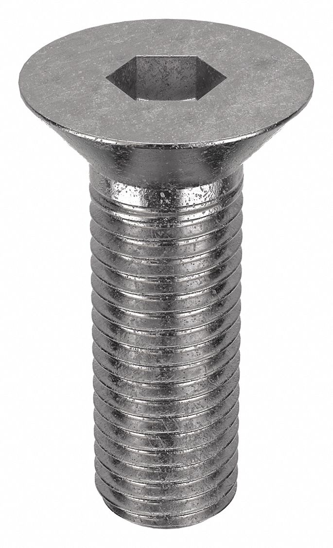 Socket Flat Head Screw: 3/4"-10 Thread Size, 2 in Lg, Flat, Plain, Stainless Steel, 18-8, 5 PK