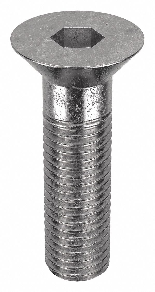 Socket Flat Head Screw: 3/4"-10 Thread Size, 2 1/2 in Lg, Flat, Plain, Stainless Steel, 18-8, 5 PK