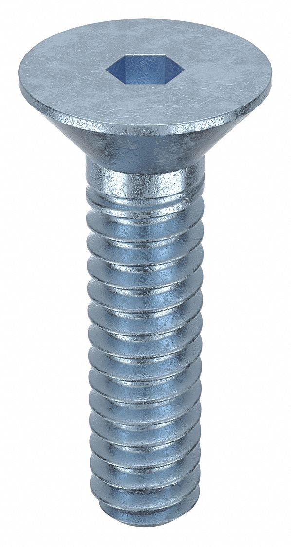 Socket Flat Head Screw: #6-32 Thread Size, 1/2 in Lg, Flat, Zinc Plated, Alloy Steel, 100 PK