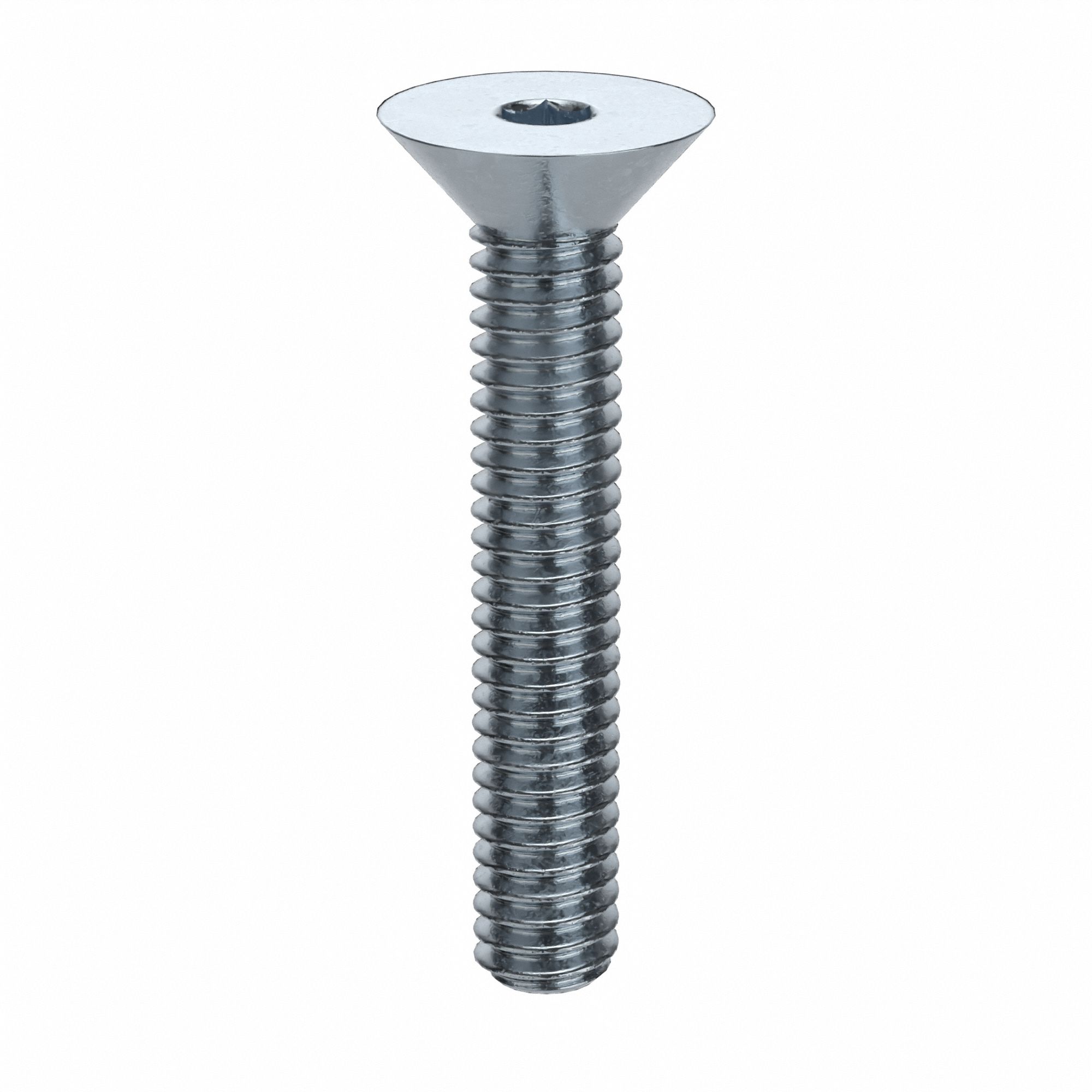 Socket Flat Head Screw: #8-32 Thread Size, 1 in Lg, Flat, Zinc Plated, Alloy Steel, 100 PK