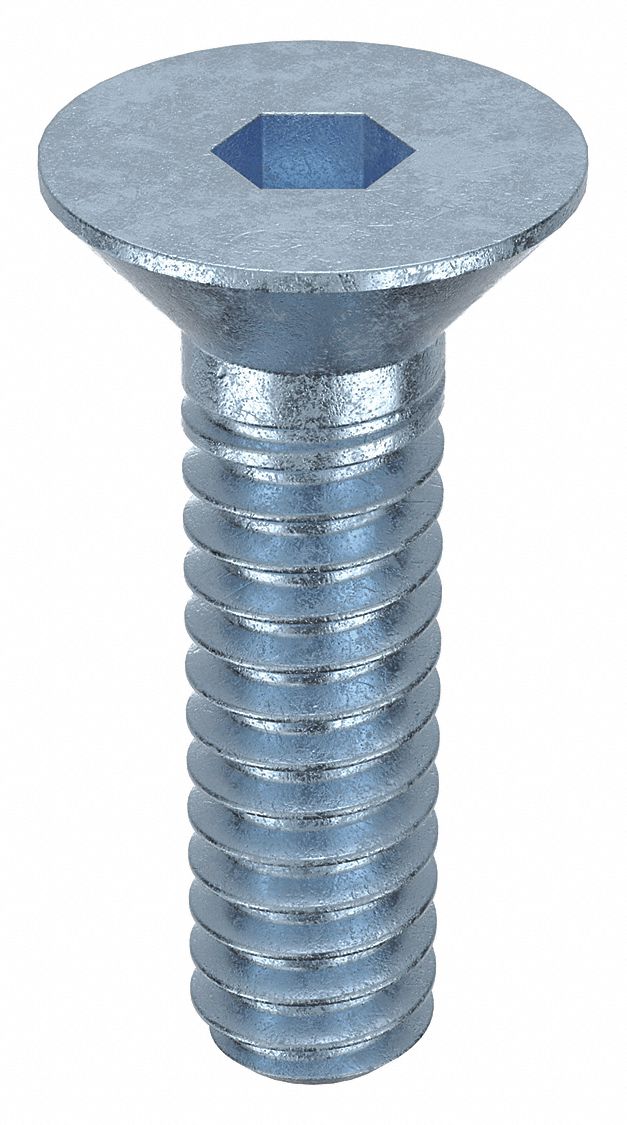 Socket Flat Head Screw: #10-24 Thread Size, 5/8 in Lg, Flat, Zinc Plated, Alloy Steel, 100 PK