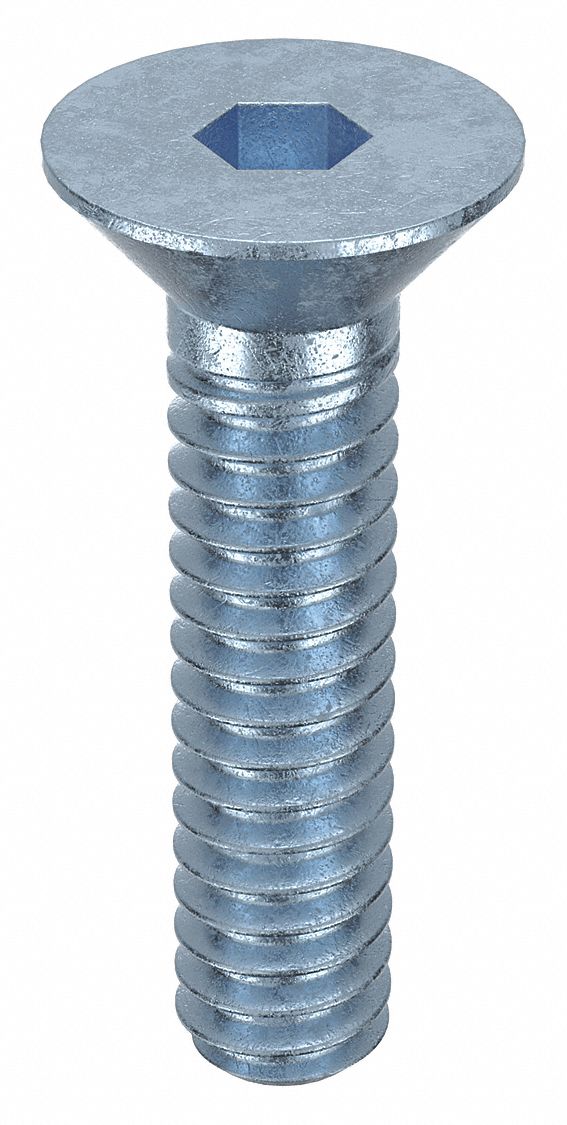 Socket Flat Head Screw: #10-24 Thread Size, 3/4 in Lg, Flat, Zinc Plated, Alloy Steel, 100 PK