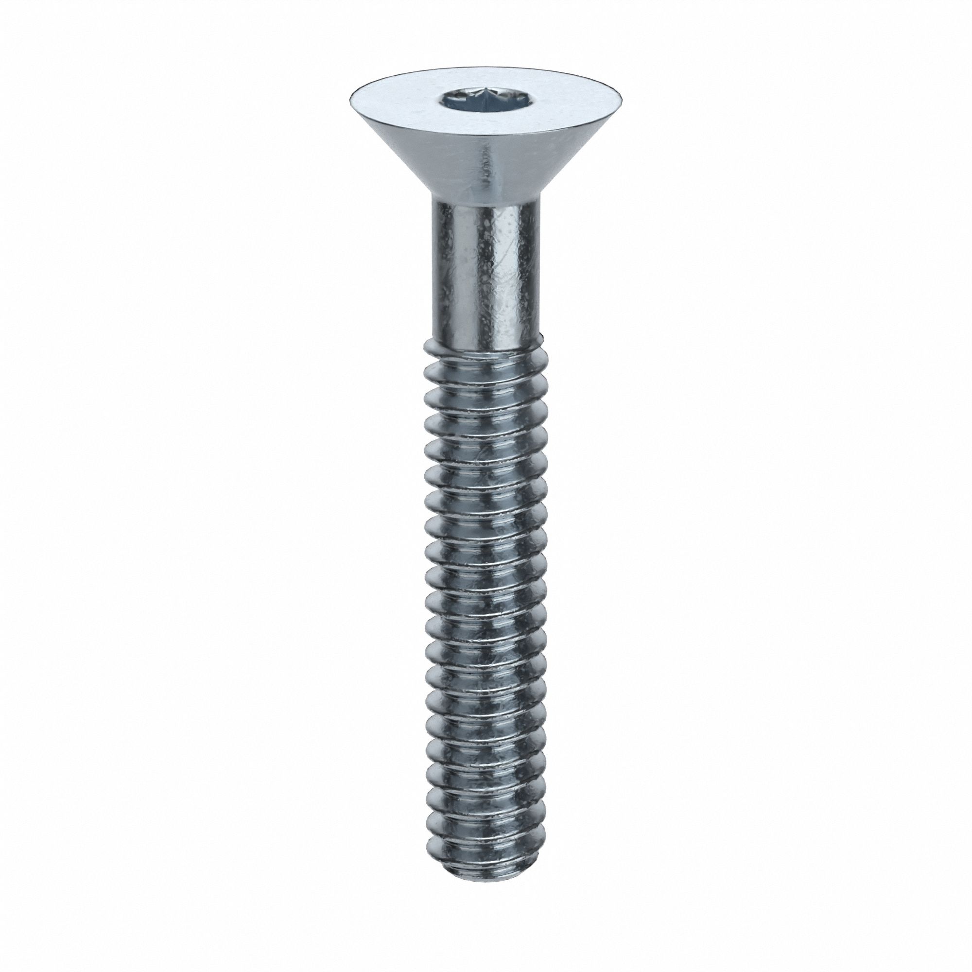Socket Flat Head Screw: #10-24 Thread Size, 1 1/4 in Lg, Flat, Zinc Plated, Alloy Steel, 100 PK