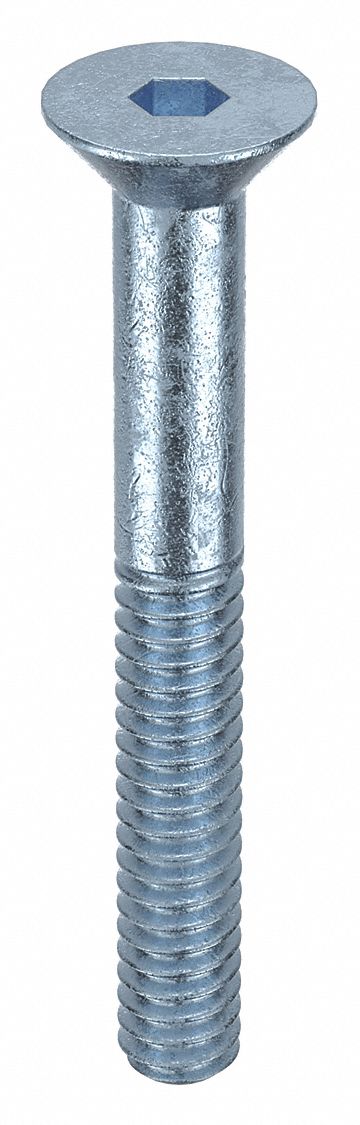 Socket Flat Head Screw: #10-24 Thread Size, 1 1/2 in Lg, Flat, Zinc Plated, Alloy Steel, 100 PK