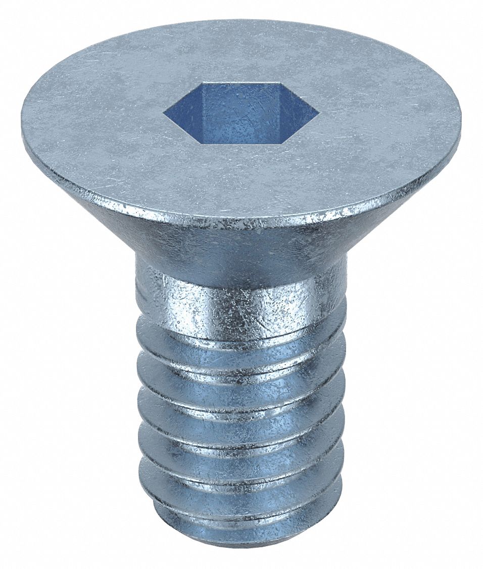 Socket Flat Head Screw: 1/4"-20 Thread Size, 3/8 in Lg, Flat, Zinc Plated, Alloy Steel, 100 PK