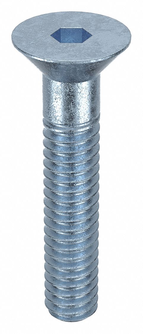Socket Flat Head Screw: 1/4"-20 Thread Size, 1 1/4 in Lg, Flat, Zinc Plated, Alloy Steel, 100 PK