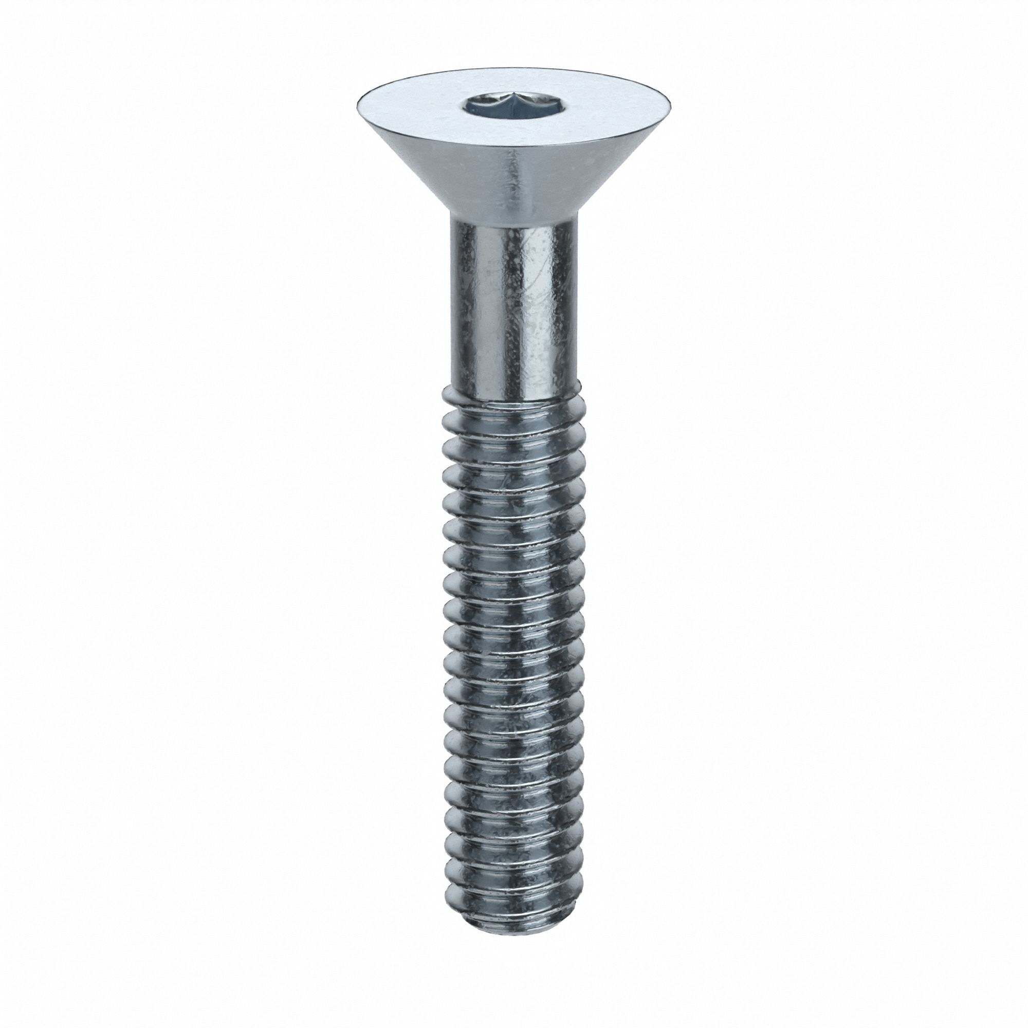 Socket Flat Head Screw: 1/4"-20 Thread Size, 1 1/2 in Lg, Flat, Zinc Plated, Alloy Steel, 100 PK