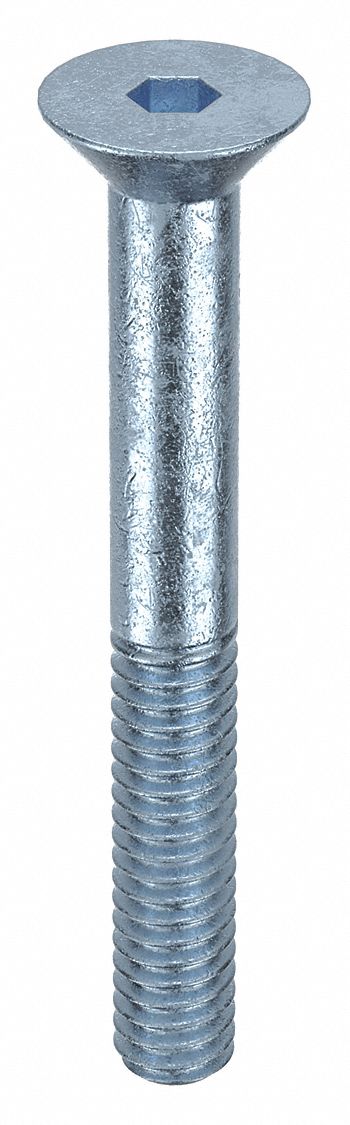 Socket Flat Head Screw: 1/4"-20 Thread Size, 2 in Lg, Flat, Zinc Plated, Alloy Steel, 50 PK