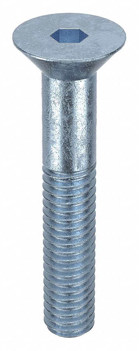 Socket Flat Head Screw: 5/16"-18 Thread Size, 1 3/4 in Lg, Flat, Zinc Plated, Alloy Steel, 50 PK