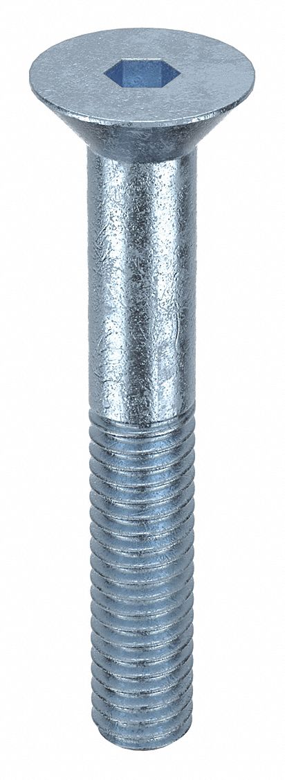 Socket Flat Head Screw: 5/16"-18 Thread Size, 2 in Lg, Flat, Zinc Plated, Alloy Steel, 50 PK