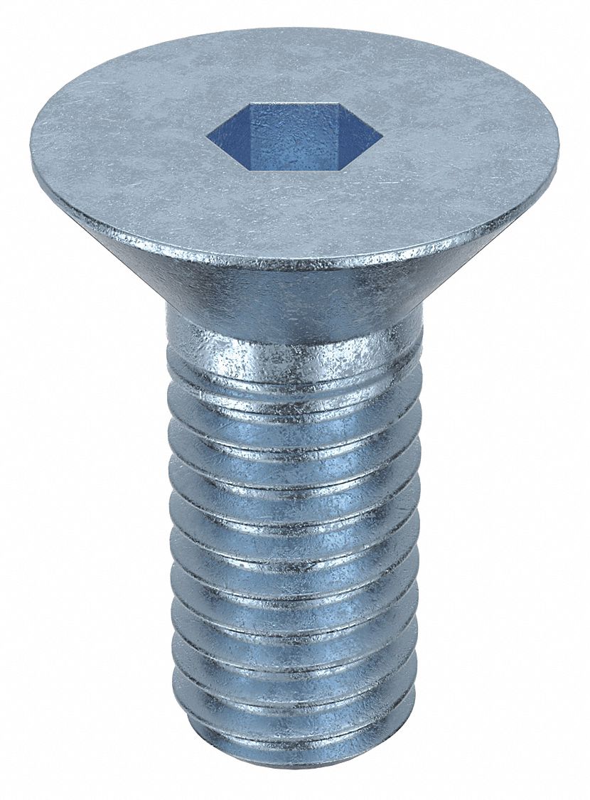 Socket Flat Head Screw: 3/8"-16 Thread Size, 3/4 in Lg, Flat, Zinc Plated, Alloy Steel, 50 PK