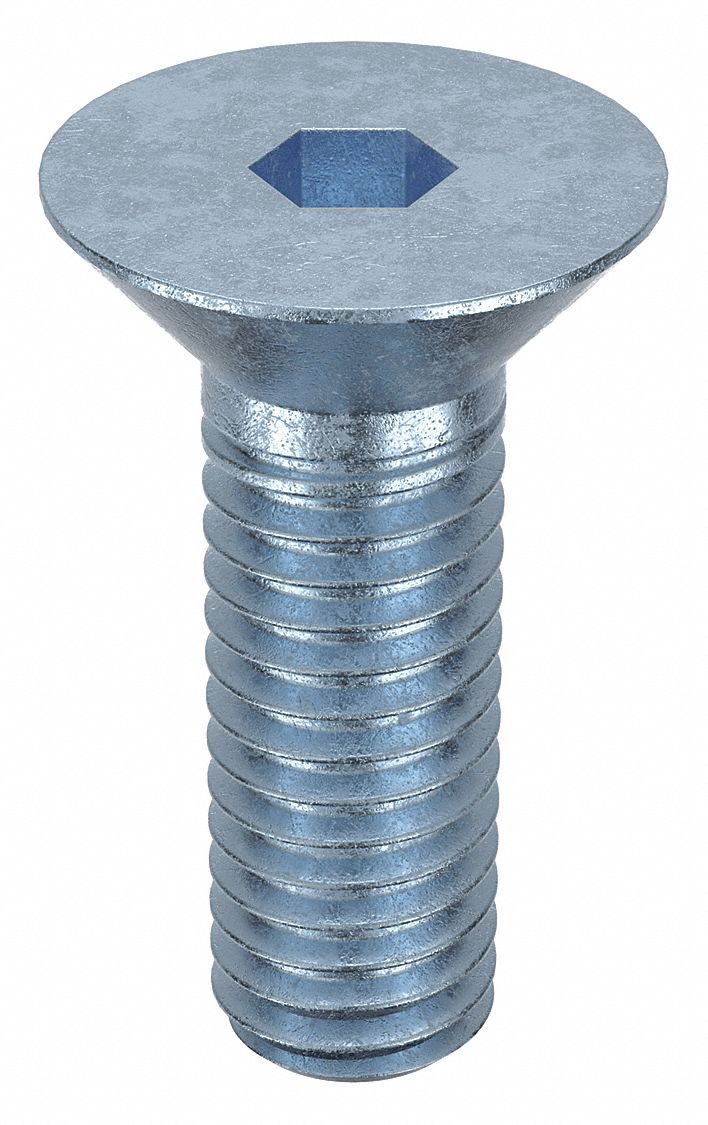 Socket Flat Head Screw: 3/8"-16 Thread Size, 1 in Lg, Flat, Zinc Plated, Alloy Steel, 50 PK