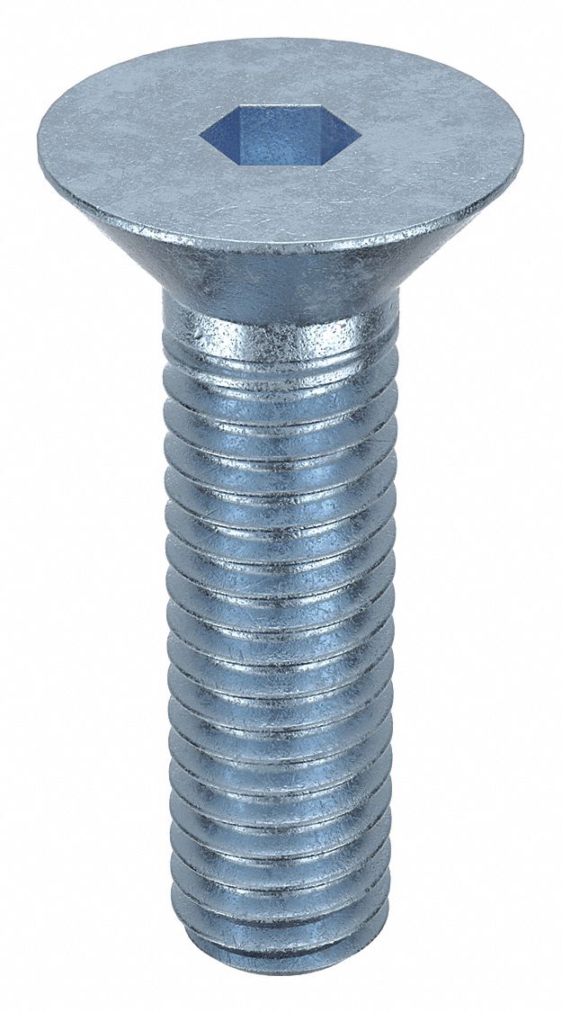 Socket Flat Head Screw: 3/8"-16 Thread Size, 1 1/4 in Lg, Flat, Zinc Plated, Alloy Steel, 50 PK