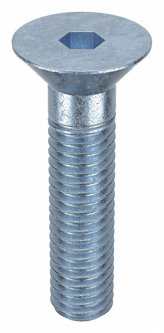 Socket Flat Head Screw: 3/8"-16 Thread Size, 1 1/2 in Lg, Flat, Zinc Plated, Alloy Steel, 25 PK
